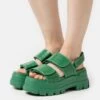 Buffalo Vegan Aspha - Platform Sandals - Croco Green