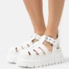 Buffalo Ava Fisher - Platform Sandals - White -Fashion Shoe Store 2ab78a8637104cd8bdf2c938e99222c3