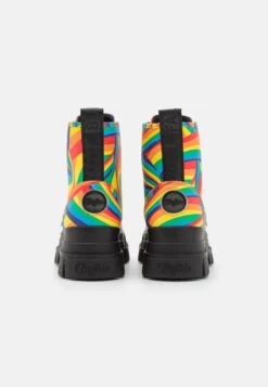 Buffalo Vegan Aspha Lace Up Hi - Platform Ankle Boots - Black Rainbow -Fashion Shoe Store 3538232908c346eca6fceb1ba9913a28