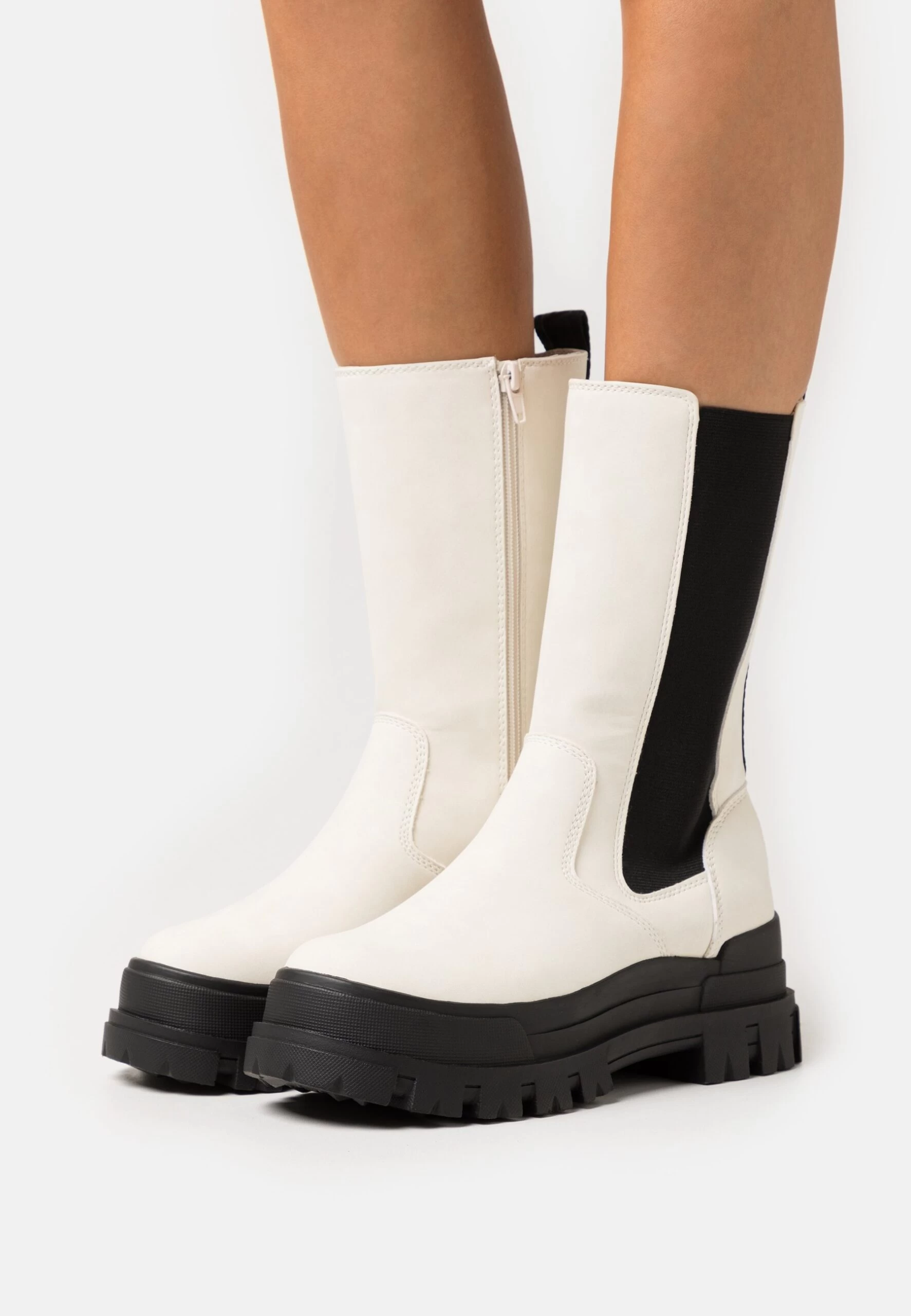 Buffalo Aspha Chelsea Hi - Platform Boots - Eggshell/Black