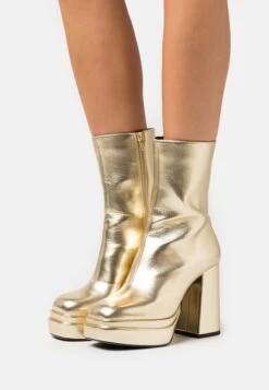 Buffalo May Zip Boot Mid - High Heeled Ankle Boots - Gold