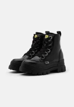 Buffalo Vegan Aspha Lace Up Hi - Platform Ankle Boots - Black -Fashion Shoe Store 463fe40323604b3abe2be05bb9152829