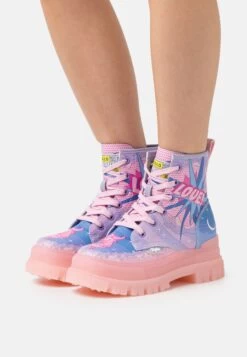 Buffalo Vegan Aspha Lace Up Hi - Platform Ankle Boots - Purple Love