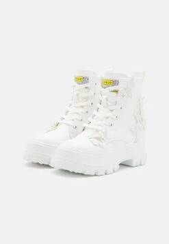 Buffalo Aspha Butterflies - Platform Ankle Boots - White -Fashion Shoe Store 59a6ff5437f84253a4a6295685692aa9