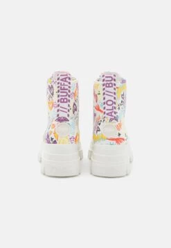 Buffalo Vegan Aspha Lace Up Hi - Platform Ankle Boots - White Graffiti -Fashion Shoe Store 6b07426034b7441ba2a61b6759a94e47