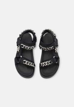 Buffalo Eve Track- Platform Sandals - Black/Silver -Fashion Shoe Store 72493cad3fef4ee49e8a455d3750665a
