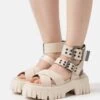 Buffalo Vegan Lion Choker - Platform Sandals - Cream