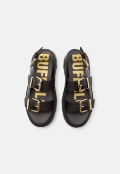 Buffalo Flora On - Platform Sandals - Black -Fashion Shoe Store 8720a9e6d805411bb9b15eeaaa162e05