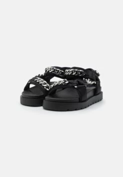 Buffalo Eve Track- Platform Sandals - Black/Silver -Fashion Shoe Store 8cb42a852a0346efa11cac2c5f89bc51