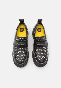 Buffalo Aspha Loafer Pin Men - Slip-Ons - Black/Silver -Fashion Shoe Store 956b6549b6e7472f9b3b33d5fe420743