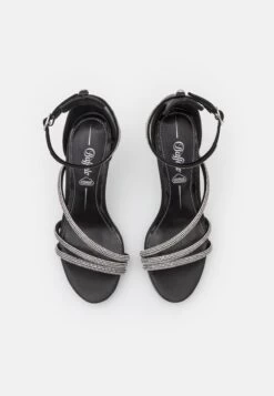 Buffalo Vegan Serena Shine - High Heeled Sandals - Black -Fashion Shoe Store aac629b748a1488ca820648ff6fda2ab