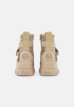 Buffalo Vegan Aspha- Lace-Up Ankle Boots - Beige -Fashion Shoe Store abafefe2ec514a12a531fde87f506c57