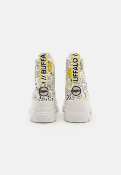 Buffalo Aspha - Platform Ankle Boots - White Graffiti -Fashion Shoe Store afd5ecf79baf430cb7b6578c385f1b81