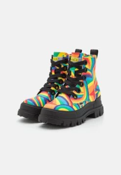 Buffalo Vegan Aspha Lace Up Hi - Platform Ankle Boots - Black Rainbow -Fashion Shoe Store be0f7fcada3c450f9ce59cbf2430b730