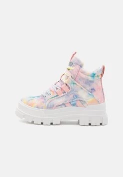 Buffalo Aspha- Platform Ankle Boots - Pink/Yellow/White