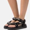 Buffalo Eve Track- Platform Sandals - Black/Silver