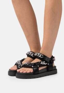 Buffalo Eve Track- Platform Sandals - Black/Silver