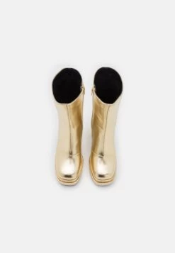 Buffalo May Zip Boot Mid - High Heeled Ankle Boots - Gold -Fashion Shoe Store f5bbf23487d643bca760c1e575cd1ca2