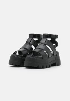 Buffalo Vegan Aspha- Platform Sandals - Black -Fashion Shoe Store f68cec3e546f4406876b80732c762a43