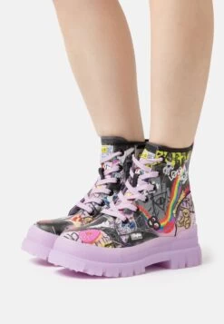 Buffalo Aspha- Platform Ankle Boots - Purple/Black Graffit